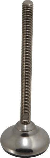 Sunnex - 1/2-13 Bolt Thread, 1.3" High Overall Hygienic Design Stud Mount Leveling Pad & Mount - 1,100 Max Lb Capacity, 2.36" Base Diam, 6" Thread Length - Apex Tool & Supply