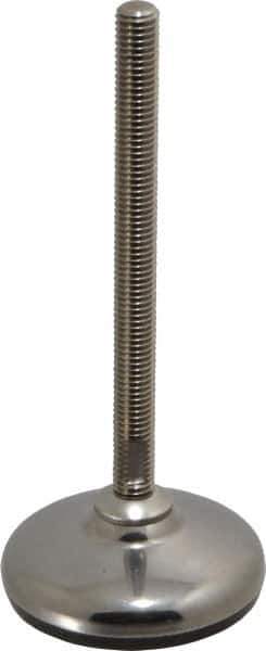 Sunnex - 1/2-13 Bolt Thread, 1.22" High Overall Hygienic Design Stud Mount Leveling Pad & Mount - 2,200 Max Lb Capacity, 3.15" Base Diam, 6" Thread Length - Apex Tool & Supply
