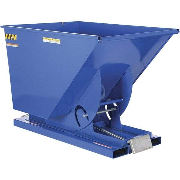 Vestil - 6,000 Lb Load Capacity, 1 1/2 Cu Yd, Steel Self-Dumping Hopper - 43-1/4" Wide x 69" Long x 52" High, Powder Coat Blue - Apex Tool & Supply