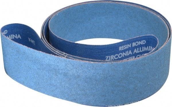 Norton - 3" Wide x 132" OAL, 60 Grit, Zirconia Alumina Abrasive Belt - Zirconia Alumina, Medium, Coated, Y Weighted Cloth Backing, Series R824 - Apex Tool & Supply