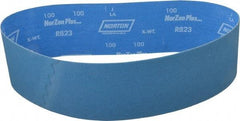 Norton - 4" Wide x 36" OAL, 100 Grit, Zirconia Alumina Abrasive Belt - Zirconia Alumina, Fine, Coated, X Weighted Cloth Backing - Apex Tool & Supply