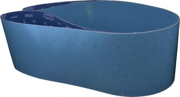 Norton - 8" Wide x 107" OAL, 80 Grit, Zirconia Alumina Abrasive Belt - Zirconia Alumina, Medium, Coated, Y Weighted Cloth Backing - Apex Tool & Supply