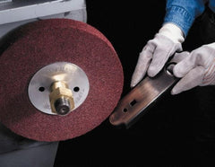 3M - 16" Diam, 1" Face Width, 10" Center Hole, Medium Grade, Aluminum Oxide Deburring Wheel - Convolute, Hard Density 6 Grade, 2,250 RPM - Apex Tool & Supply