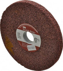 3M - 6" Diam, 1/2" Face Width, 1" Center Hole, Medium Grade, Aluminum Oxide Deburring Wheel - Convolute, Medium Density 5 Grade, 6,000 RPM - Apex Tool & Supply