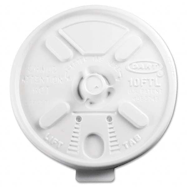 DART - Lift N' Lock Plastic Hot Cup Lids, Fits 10 oz Cups, White, 1000/Carton - Apex Tool & Supply