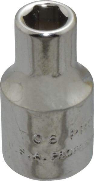 Proto - 3/16", 1/4" Drive, Standard Hand Socket - 6 Points, 7/8" OAL, Chrome Finish - Apex Tool & Supply