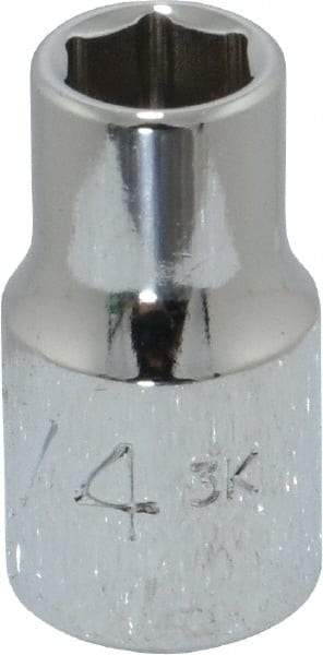 Proto - 1/4", 1/4" Drive, Standard Hand Socket - 6 Points, 7/8" OAL, Chrome Finish - Apex Tool & Supply