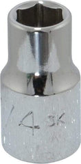 Proto - 1/4", 1/4" Drive, Standard Hand Socket - 6 Points, 7/8" OAL, Chrome Finish - Apex Tool & Supply