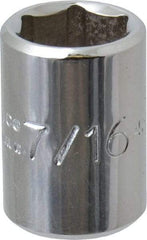 Proto - 7/16", 1/4" Drive, Standard Hand Socket - 6 Points, 7/8" OAL, Chrome Finish - Apex Tool & Supply