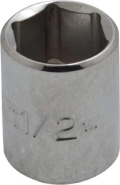 Proto - 1/2", 1/4" Drive, Standard Hand Socket - 6 Points, 7/8" OAL, Chrome Finish - Apex Tool & Supply