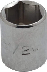 Proto - 1/2", 1/4" Drive, Standard Hand Socket - 6 Points, 7/8" OAL, Chrome Finish - Apex Tool & Supply