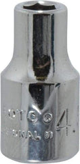 Proto - 1/4" Drive, Standard Hand Socket - 6 Points, 7/8" OAL, Chrome Finish - Apex Tool & Supply