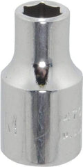 Proto - 1/4" Drive, Standard Hand Socket - 6 Points, 7/8" OAL, Chrome Finish - Apex Tool & Supply