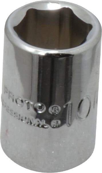 Proto - 1/4" Drive, Standard Hand Socket - 6 Points, 7/8" OAL, Chrome Vanadium, Chrome Finish - Apex Tool & Supply