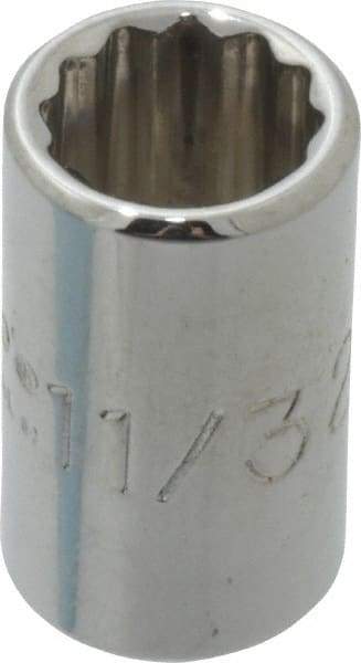 Proto - 11/32", 1/4" Drive, Standard Hand Socket - 12 Points, 7/8" OAL, Chrome Finish - Apex Tool & Supply