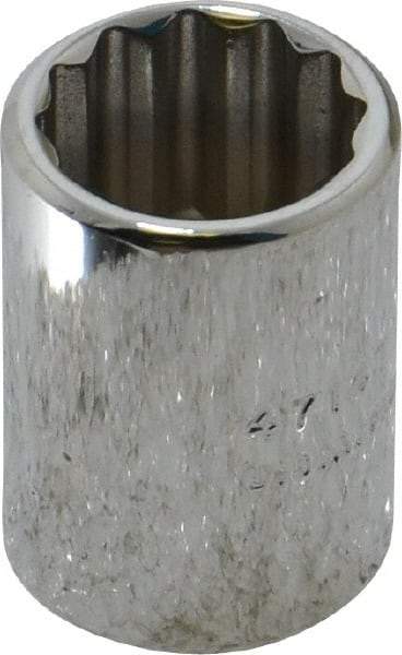 Proto - 7/16", 1/4" Drive, Standard Hand Socket - 12 Points, 7/8" OAL, Chrome Finish - Apex Tool & Supply