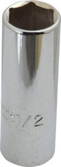 Proto - 1/2", 1/4" Drive, Deep Hand Socket - 6 Points, 2" OAL, Chrome Finish - Apex Tool & Supply