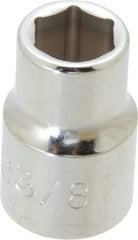 Proto - 3/8", 3/8" Drive, Standard Hand Socket - 6 Points, 1-3/32" OAL, Chrome Finish - Apex Tool & Supply