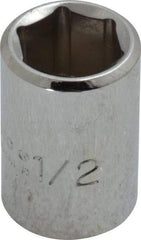 Proto - 1/2", 3/8" Drive, Standard Hand Socket - 6 Points, 1-1/8" OAL, Chrome Finish - Apex Tool & Supply