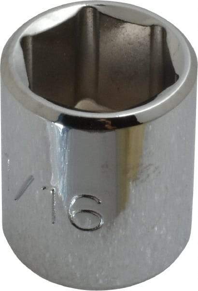 Proto - 11/16", 3/8" Drive, Standard Hand Socket - 6 Points, 1-1/8" OAL, Chrome Finish - Apex Tool & Supply