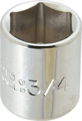 Proto - 3/4", 3/8" Drive, Standard Hand Socket - 6 Points, 1-3/16" OAL, Chrome Finish - Apex Tool & Supply