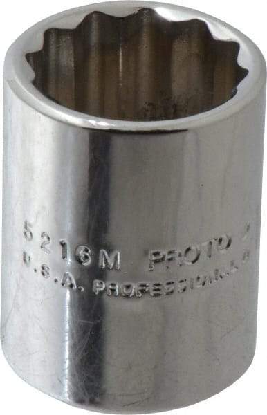 Proto - 3/8" Drive, Standard Hand Socket - 12 Points, 1-1/8" OAL, Chrome Finish - Apex Tool & Supply