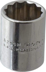 Proto - 3/8" Drive, Standard Hand Socket - 12 Points, 1-1/8" OAL, Chrome Finish - Apex Tool & Supply
