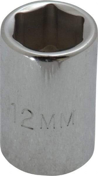 Proto - 3/8" Drive, Standard Hand Socket - 6 Points, 1-1/8" OAL, Chrome Finish - Apex Tool & Supply