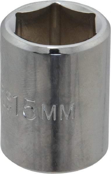 Proto - 3/8" Drive, Standard Hand Socket - 6 Points, 1-1/8" OAL, Chrome Finish - Apex Tool & Supply