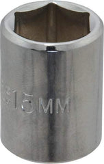Proto - 3/8" Drive, Standard Hand Socket - 6 Points, 1-1/8" OAL, Chrome Finish - Apex Tool & Supply