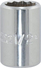 Proto - 1/2", 3/8" Drive, Standard Hand Socket - 12 Points, 1-1/8" OAL, Chrome Finish - Apex Tool & Supply