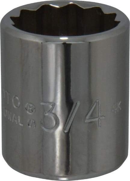 Proto - 3/4", 3/8" Drive, Standard Hand Socket - 12 Points, 1-3/16" OAL, Chrome Finish - Apex Tool & Supply