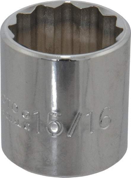 Proto - 15/16", 3/8" Drive, Standard Hand Socket - 12 Points, 1-5/16" OAL, Chrome Finish - Apex Tool & Supply