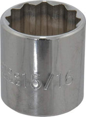 Proto - 15/16", 3/8" Drive, Standard Hand Socket - 12 Points, 1-5/16" OAL, Chrome Finish - Apex Tool & Supply