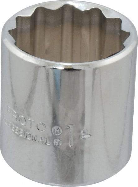 Proto - 1", 3/8" Drive, Standard Hand Socket - 12 Points, 1-3/8" OAL, Chrome Finish - Apex Tool & Supply