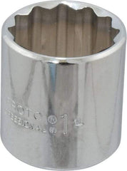 Proto - 1", 3/8" Drive, Standard Hand Socket - 12 Points, 1-3/8" OAL, Chrome Finish - Apex Tool & Supply