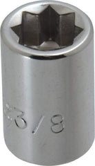 Proto - 3/8", 3/8" Drive, Standard Hand Socket - 8 Points, 1-5/64" OAL, Chrome Finish - Apex Tool & Supply