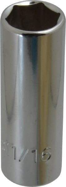 Proto - 11/16", 3/8" Drive, Deep Hand Socket - 6 Points, 2-3/4" OAL, Chrome Finish - Apex Tool & Supply