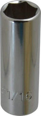 Proto - 11/16", 3/8" Drive, Deep Hand Socket - 6 Points, 2-3/4" OAL, Chrome Finish - Apex Tool & Supply