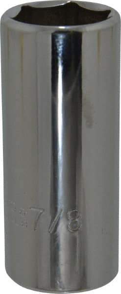 Proto - 7/8", 3/8" Drive, Deep Hand Socket - 6 Points, 2-3/4" OAL, Chrome Finish - Apex Tool & Supply