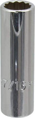 Proto - 7/16", 3/8" Drive, Deep Hand Socket - 12 Points, 2-1/8" OAL, Chrome Finish - Apex Tool & Supply