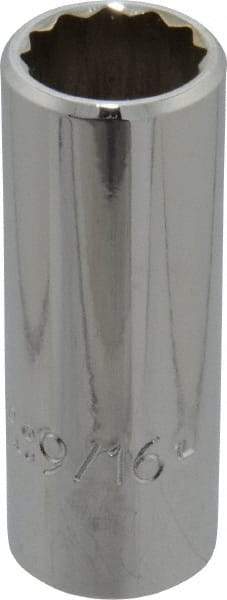 Proto - 9/16", 3/8" Drive, Deep Hand Socket - 12 Points, 2-1/8" OAL, Chrome Finish - Apex Tool & Supply