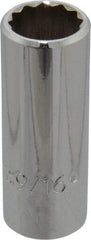Proto - 9/16", 3/8" Drive, Deep Hand Socket - 12 Points, 2-1/8" OAL, Chrome Finish - Apex Tool & Supply