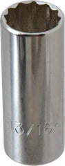 Proto - 13/16", 3/8" Drive, Deep Hand Socket - 12 Points, 2-3/4" OAL, Chrome Finish - Apex Tool & Supply