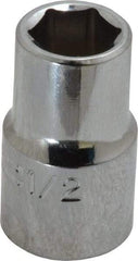 Proto - 1/2", 1/2" Drive, Standard Hand Socket - 6 Points, 1-31/64" OAL, Chrome Finish - Apex Tool & Supply