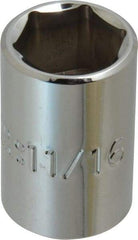 Proto - 11/16", 1/2" Drive, Standard Hand Socket - 6 Points, 1-1/2" OAL, Chrome Finish - Apex Tool & Supply