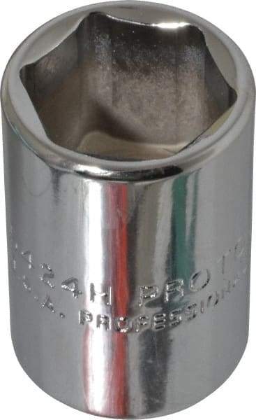 Proto - 3/4", 1/2" Drive, Standard Hand Socket - 6 Points, 1-1/2" OAL, Chrome Finish - Apex Tool & Supply