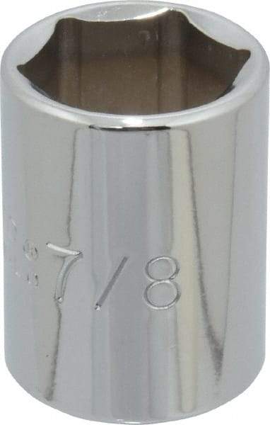 Proto - 7/8", 1/2" Drive, Standard Hand Socket - 6 Points, 1-9/16" OAL, Chrome Finish - Apex Tool & Supply