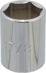 Proto - 7/8", 1/2" Drive, Standard Hand Socket - 6 Points, 1-9/16" OAL, Chrome Finish - Apex Tool & Supply