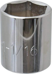 Proto - 1-1/16", 1/2" Drive, Standard Hand Socket - 6 Points, 1-41/64" OAL, Chrome Finish - Apex Tool & Supply